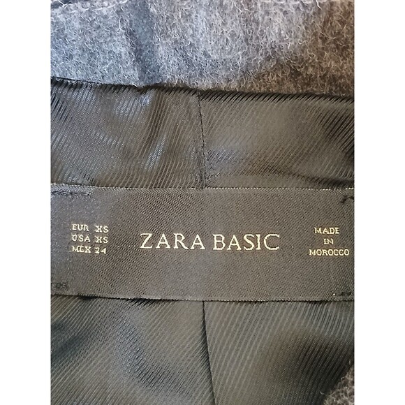 Zara Womens Short Coat XS Gray Checked Plaid Wool Blend 2 Button Front Swing - Picture 16 of 16
